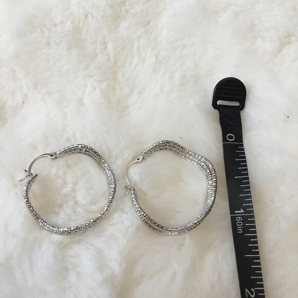 Silver Trio-Wave Crystals Earrings - Picture 7 of 8